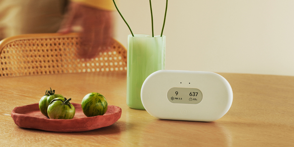 View Plus air quality monitor on tabletop